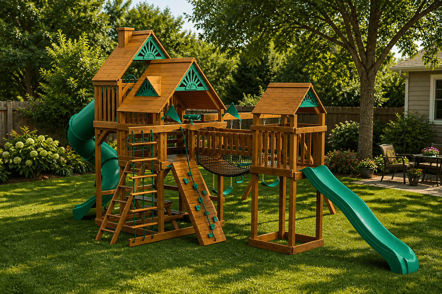 The Summit cedar playset — front view